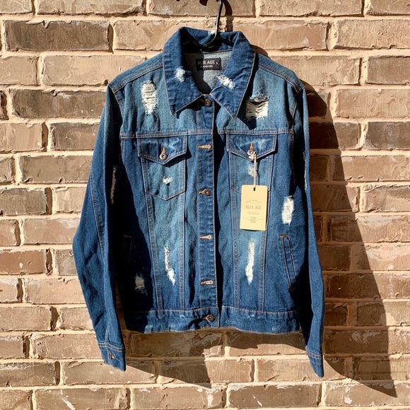 blue age Jackets & Blazers - Distressed Denim Jacket